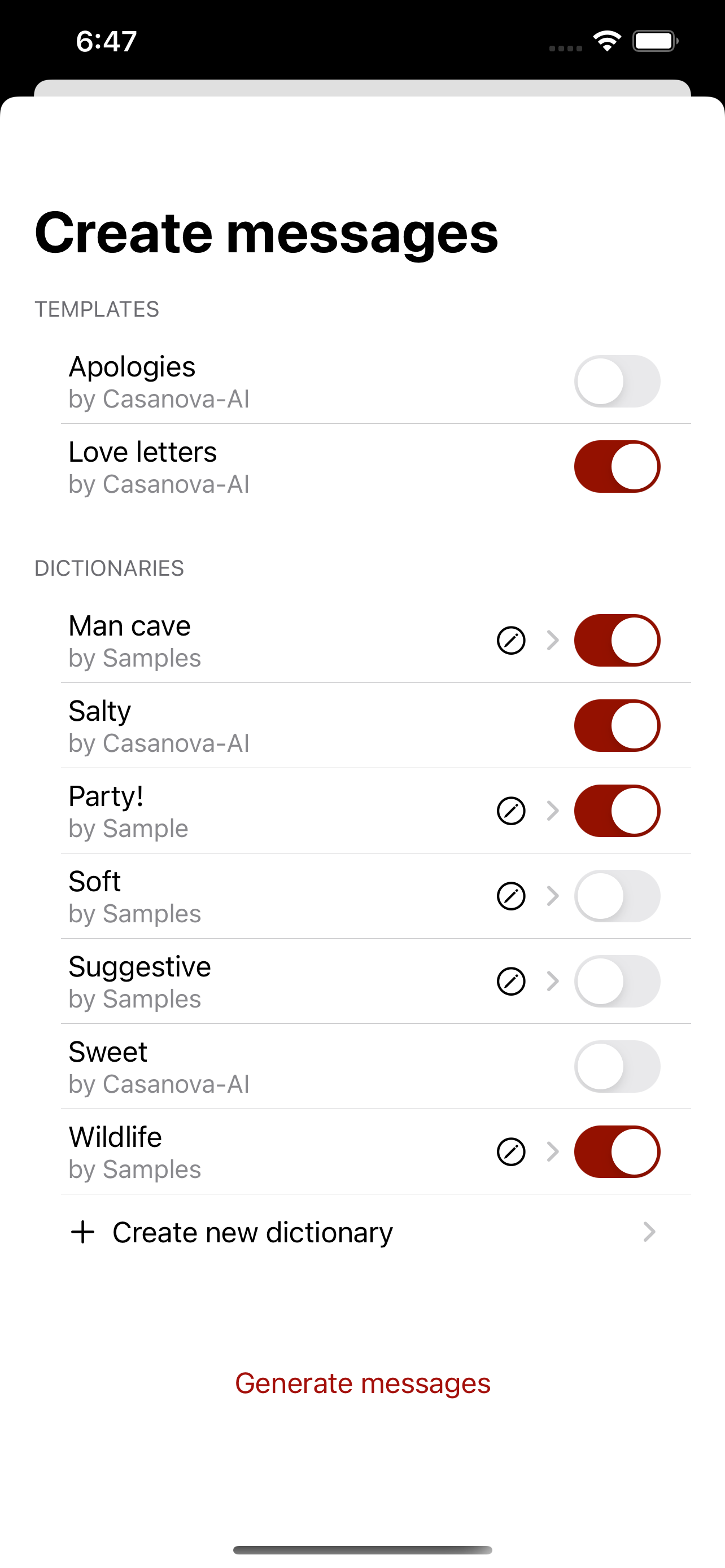 Message Config Screenshot